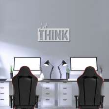Quadro Escultura Frase Just Think 60x35 Cinza