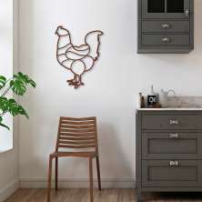 Quadro Escultura Galinha Cortes de Frango 100x76 Marrom