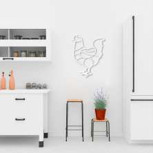Quadro Escultura Galinha Cortes de Frango 150x115 Branco