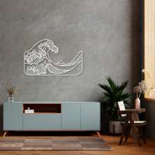 Quadro Escultura Grande Onda de Kanagawa 200x123 Branco