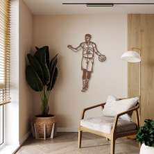 Quadro Escultura Jogador de Basquete G 150x100 Marrom
