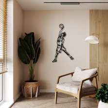 Quadro Escultura Jogador de Basquete J 100x66 Preto