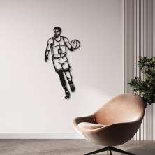 Quadro Escultura Jogador de Basquete JY 150x74 Preto