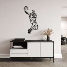 Quadro Escultura Jogador de Basquete K 150x60 Preto