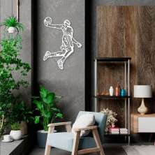 Quadro Escultura Jogador de Basquete L 120x101 Branco