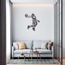Quadro Escultura Jogador de Basquete L 120x101 Preto