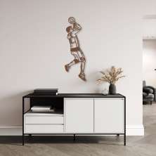 Quadro Escultura Jogador de Basquete LK 100x33 Marrom