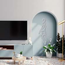 Quadro Escultura Jogador de Basquete M 100x51 Cinza