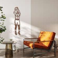Quadro Escultura Jogador de Basquete S 120x30 Marrom