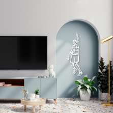 Quadro Escultura Jogador de Basquete T 120x42 Branco