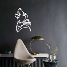 Quadro Escultura Lobo Uivando One Line 150x97 Branco
