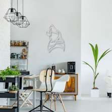 Quadro Escultura Lobo Uivando One Line 60x39 Cinza