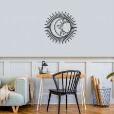 Quadro Escultura Mandala Boho Sol e Lua 90x89 Preto