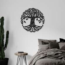 Quadro Escultura Mandala Árvore da Vida 2 90x90 Preto