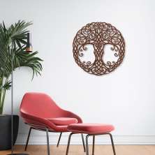 Quadro Escultura Mandala Árvore da Vida 3 120x120 Marrom