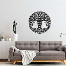 Quadro Escultura Mandala Árvore da Vida 3 120x120 Preto