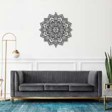 Quadro Escultura Mandala Floral Completa 60x56 Preto