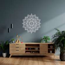 Quadro Escultura Mandala Floral Completa 80x75 Branco