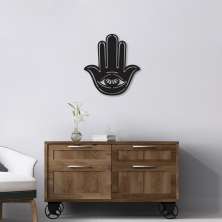 Quadro Escultura Mandala Mão de Hamsa 2 90x82 Preto