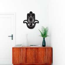 Quadro Escultura Mandala Mão de Hamsa 90x82 Preto