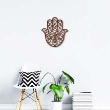 Quadro Escultura Mandala Mão de Hamsa Aramado 90x82 Marrom