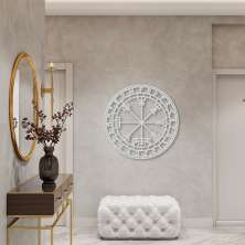Quadro Escultura Mandala Nórdica Vegvisir 90x90 Cinza