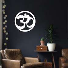 Quadro Escultura Mandala Om 90x90 Branco