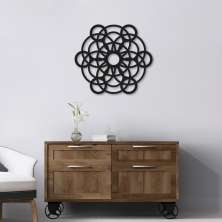 Quadro Escultura Mandala de Circulos 60x53 Preto