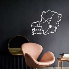 Quadro Escultura Mapa Estado de Minas Gerais 90x73 Branco