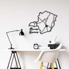 Quadro Escultura Mapa Estado de Minas Gerais 90x73 Preto