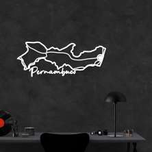 Quadro Escultura Mapa Estado de Pernambuco 150x59 Branco