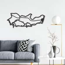 Quadro Escultura Mapa Estado de Pernambuco 150x59 Preto