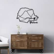 Quadro Escultura Mapa Estado do Paraná 90x67 Preto