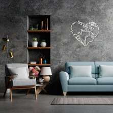 Quadro Escultura Mapa Mundi Coração 120x105 Branco
