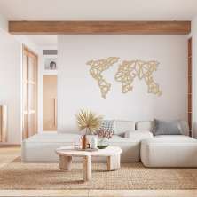 Quadro Escultura Mapa Mundi Poligonal 200x112 Areia