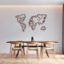 Quadro Escultura Mapa Mundi Rostos Marrom 100x56 Marrom