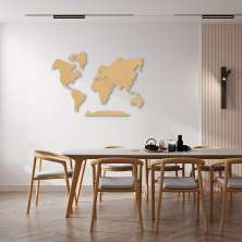 Quadro Escultura Mapa Mundi com Antártida 100x69 Areia