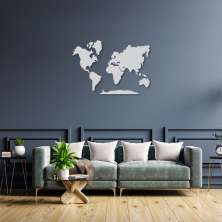 Quadro Escultura Mapa Mundi com Antártida 100x69 Cinza