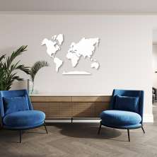Quadro Escultura Mapa Mundi com Antártida 150x103 Branco