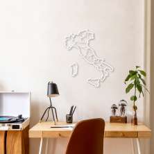 Quadro Escultura Mapa da Itália 100x86 Branco