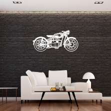 Quadro Escultura Motocicleta Vintage 200x93 Branco