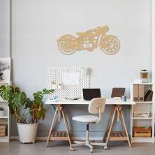 Quadro Escultura Motocicleta Vintage 60x28 Areia
