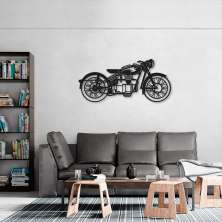 Quadro Escultura Motocicleta Vintage 80x36 Preto
