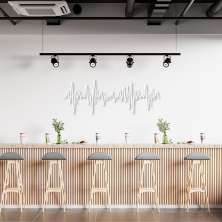 Quadro Escultura Musica Sound Wave 100x36 Branco