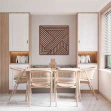Quadro Escultura Painel Abstrato Geometrico 90x90 Marrom