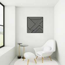Quadro Escultura Painel Abstrato Geometrico 90x90 Preto
