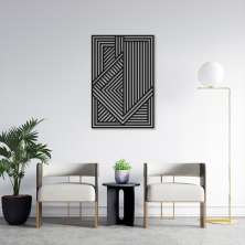 Quadro Escultura Painel Abstrato Triângulo 150x100 Preto