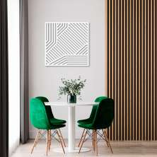 Quadro Escultura Painel Abstrato Waves Quadrado 90x90 Branco