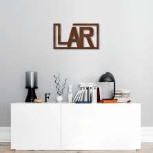 Quadro Escultura Palavra Lar 120x67 Marrom