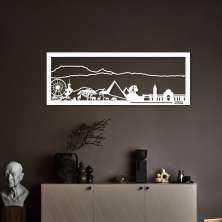 Quadro Escultura Pontos Turisticos da Africa 120x44 Branco